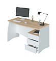ESTIL Scrivania pc ufficio con cassettiera 140 cm in Rovere Canadian e Bianco Artik