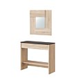 Mobile da ingresso con specchio cassetto e ripiano in rovere e ossidio 92 X 79 X 33 cm