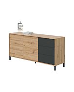 Brooklin Mobile credenza buffet moderno 2 ante e 3 cassetti 154 X 41 X 74 cm