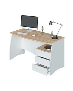 ESTIL Scrivania pc ufficio con cassettiera 140 cm in Rovere Canadian e Bianco Artik