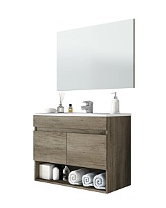 Mobile bagno moderno da 80 Cm 2 ante con specchio e pensile
