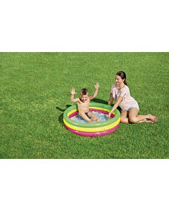 Piscina Summer 3 Anelli Color Con Fondo Gonfiabile, Cm. 102X25