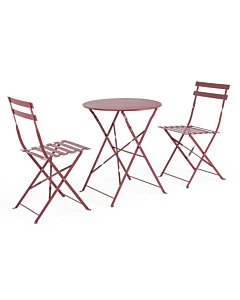 SET Salotto Bistrot Wissant in acciaio composto da 1 tavolo e 2 sedie Rosso Scarlet