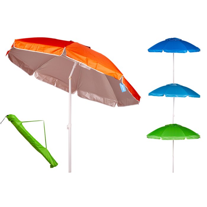 Ombrellone Mare 180 Cm Con Snodo Palo Acciaio Con Sacca - Colori assortiti