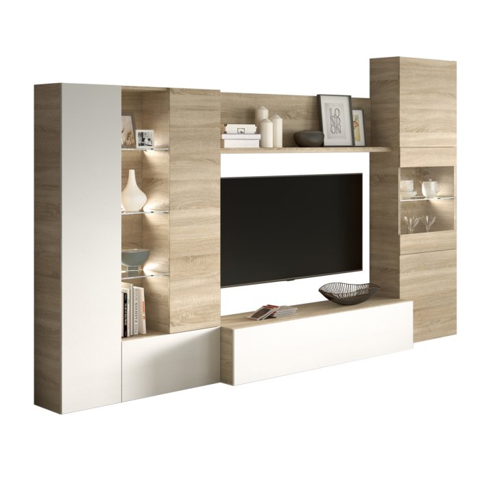 Parete attrezzata soggiorno moderna mobile TV ROVERE 260 X 30 X 185 cm