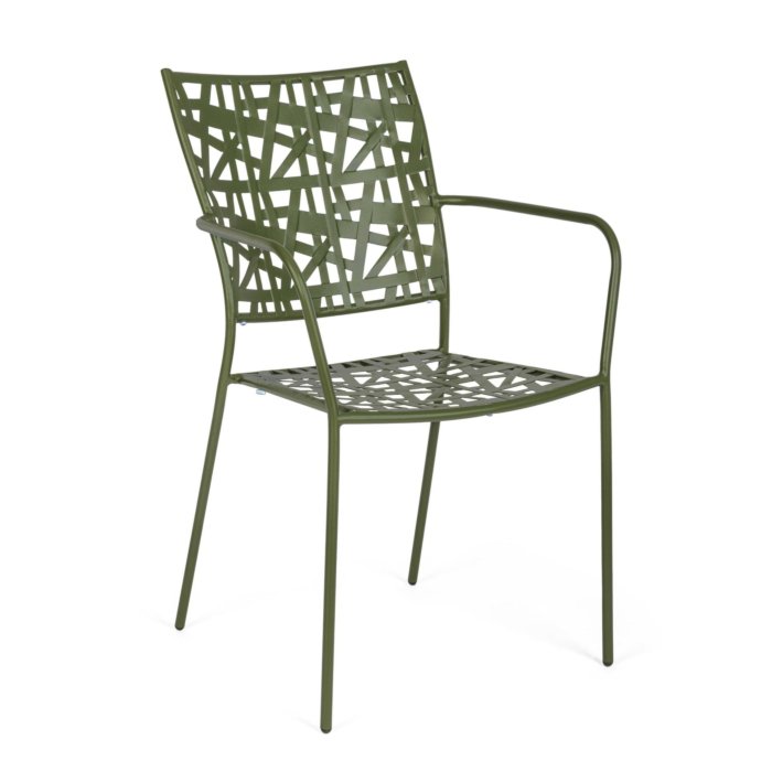 Sedia Kelsie con braccioli verde