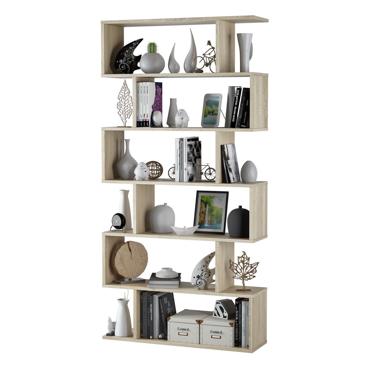 LEYAOYAO Libreria a 3 ripiani a forma di cubo, moderna libreria con gambe,  in legno, stile retrò, scaffale organizer autoportante, libreria aperta